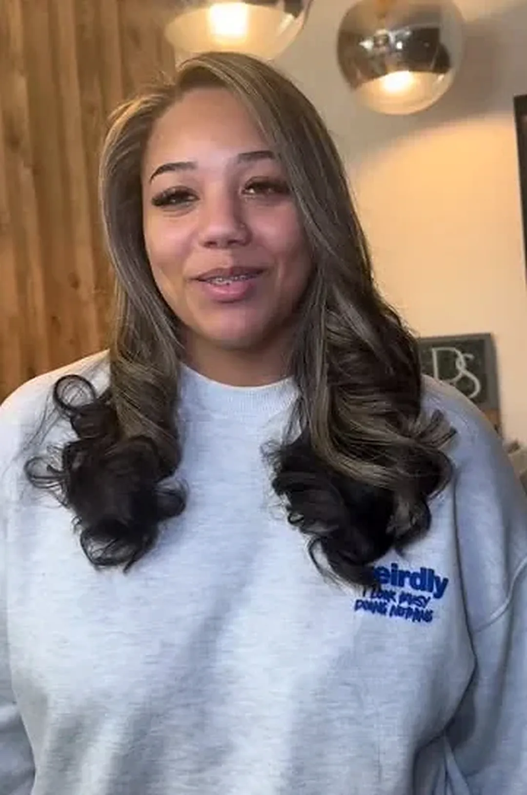 Client after a bouncy blow dry