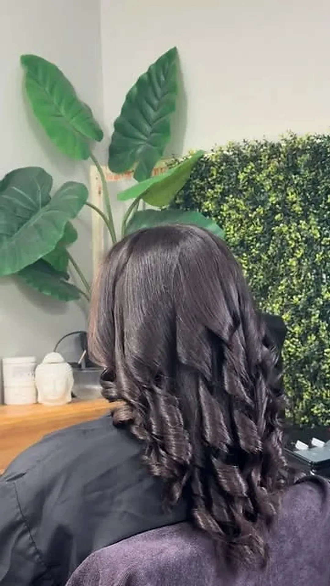 Defined curls styled after treatment