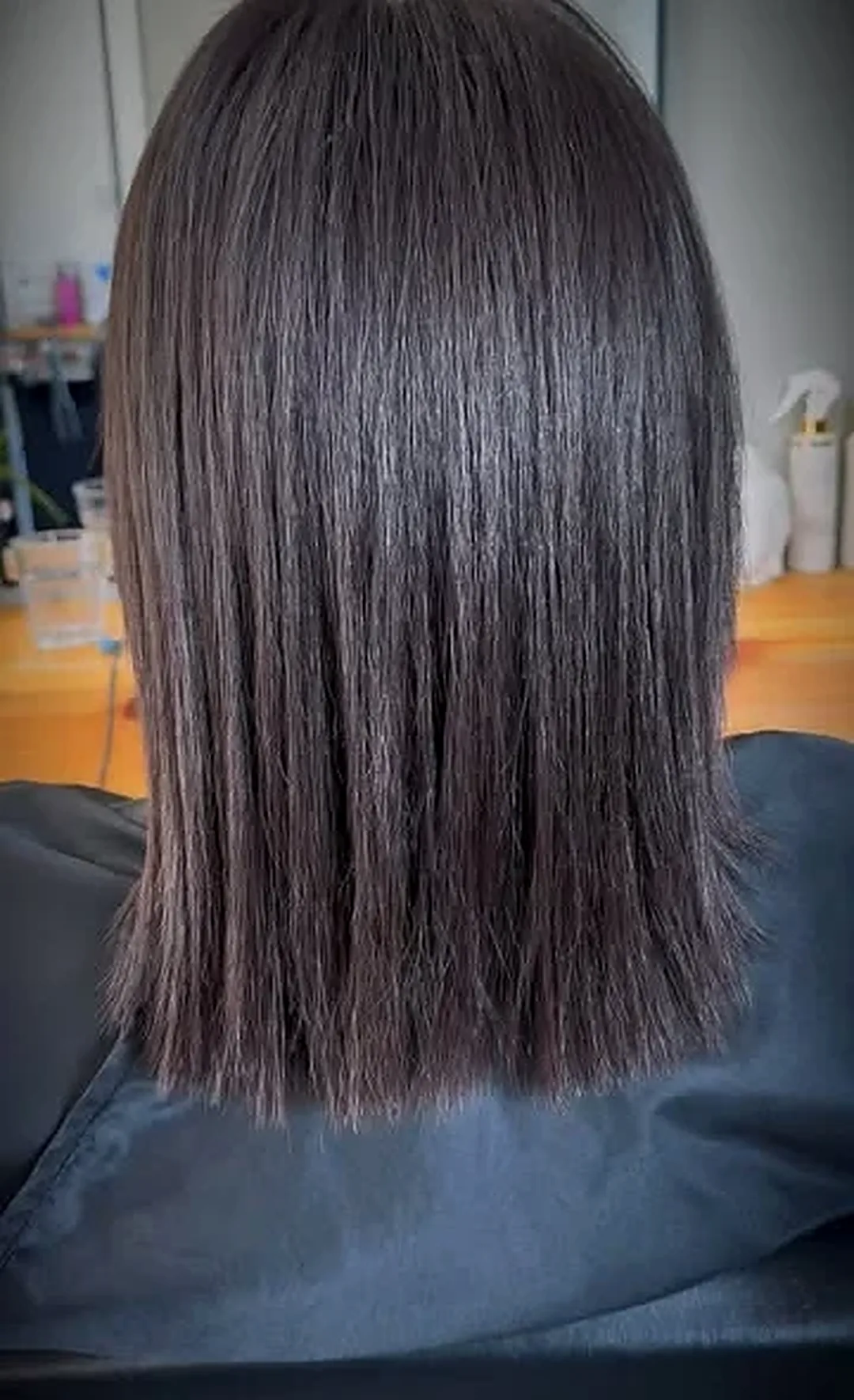 Cut and blow dry, blunt finish